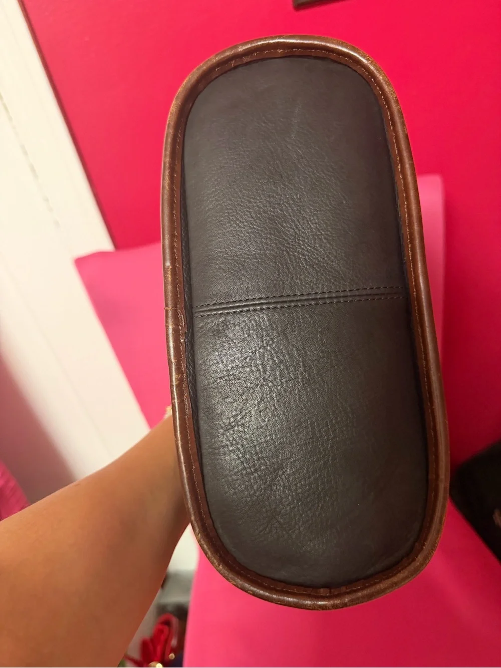 Fossil Black Tote with Brown Braided Handles
